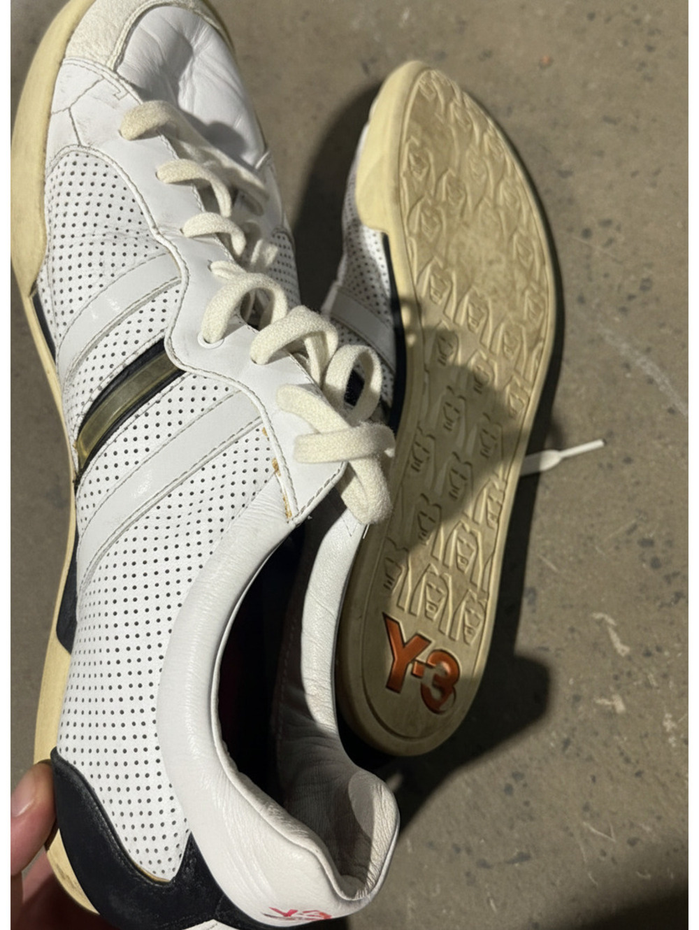 Y-3 Yohji Yamamoto White Leather Sneakers Size 11 US